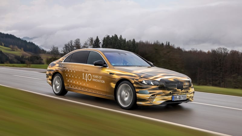Mercedes-Benz CEO Ola Källenius sitting in the back seat of the new S-Class luxury sedan