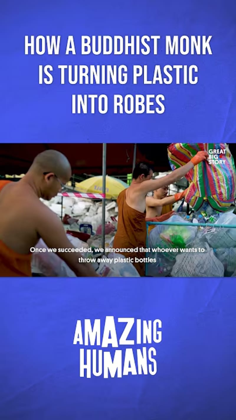 Thai Monk Turns 10 Tons of Plastic Into Robes Monthly