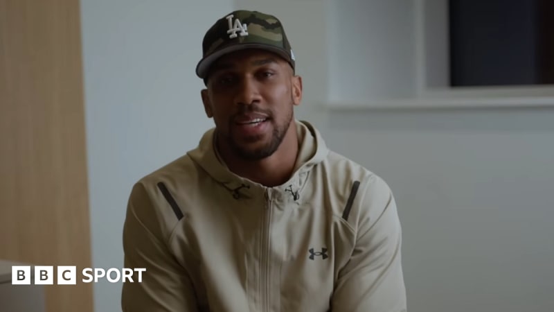 Anthony Joshua speaking directly to camera in emotional tribute video to fallen friends