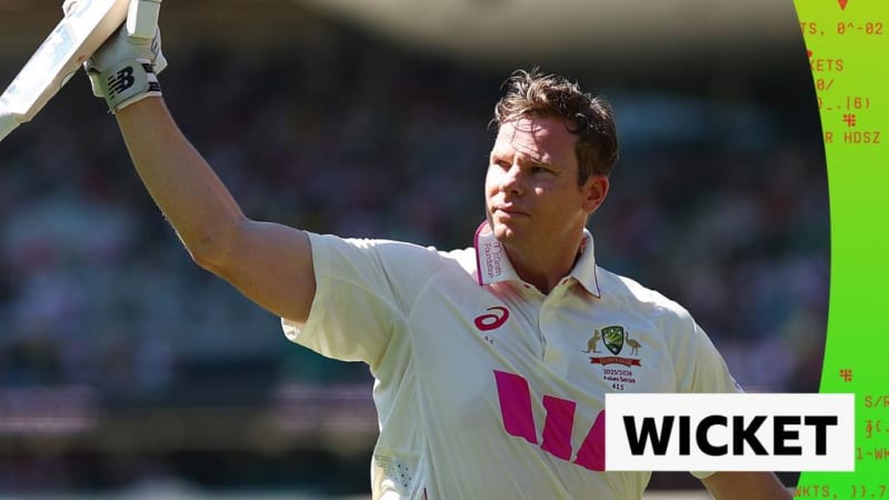 Australian batsman Steve Smith playing an elegant cricket shot during his impressive 138-run innings at Sydney Cricket Ground