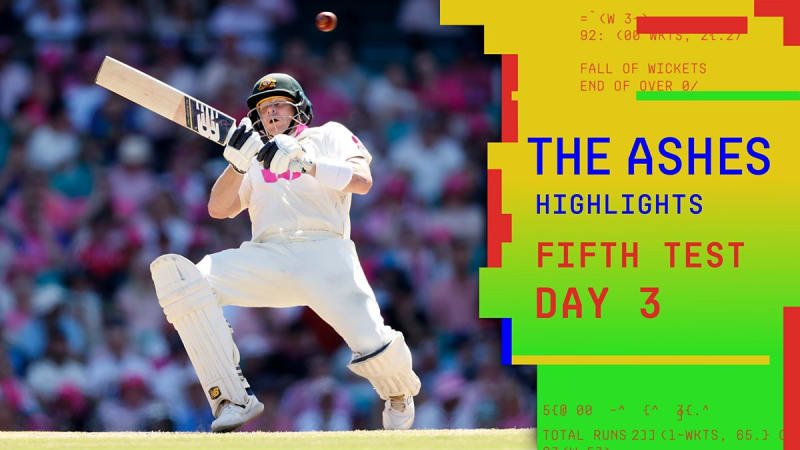 Cricket players competing during the fifth Ashes Test match with enthusiastic crowd watching the exciting sporting action unfold