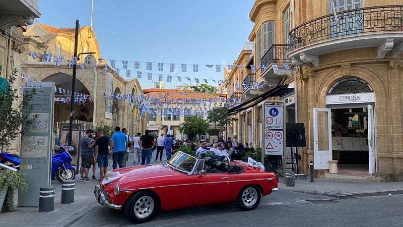 Historic Venetian walls surrounding Nicosia's Old Town in Cyprus at sunset