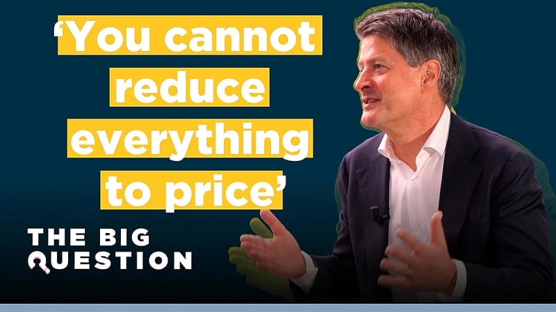 ** Citroën CEO Xavier Chardon speaking during interview about European electric vehicle policy changes