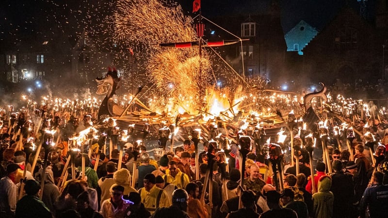 Scotland's Viking Fire Festival Lights Up Winter Night