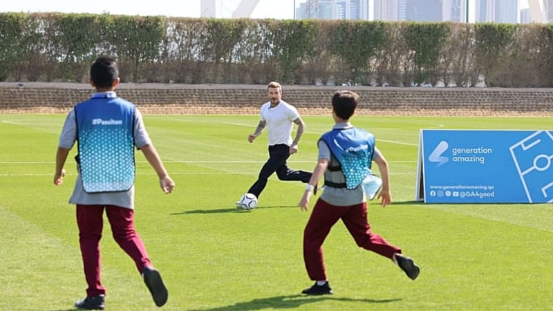 Beckham Plays Football With Doha Students for Health - Image 2