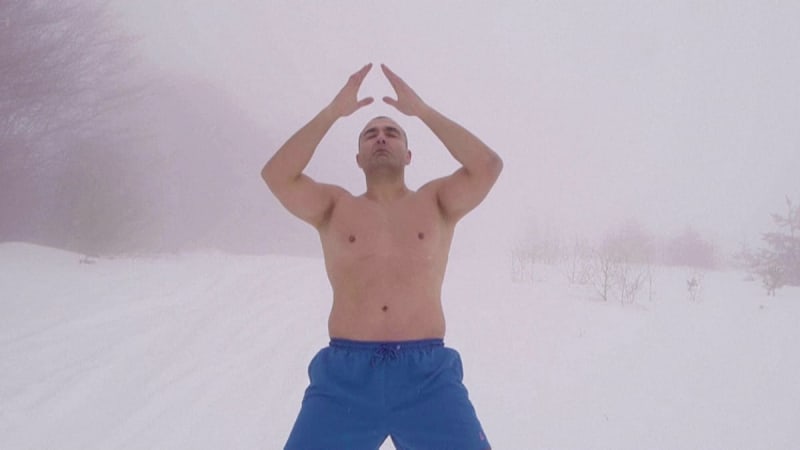 Serbian Man Finds Peace in 7-Hour Ice Lake Meditations