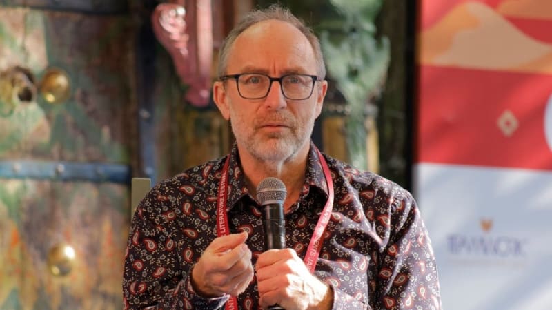 Wikipedia co-founder Jimmy Wales speaking at the Jaipur Literature Festival about truth and technology