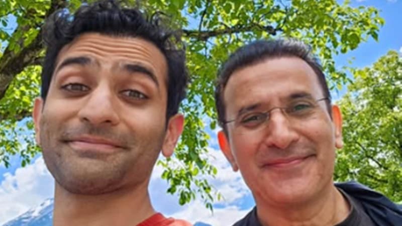 Bollywood actor Parmeet Sethi smiling after completing 5-kilometer run with his son