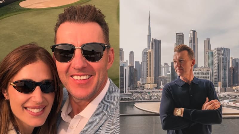 ** Former Australian cricketer Brett Lee standing against Dubai skyline in new home city