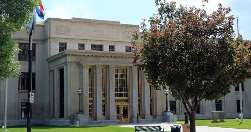 Wyoming State Capitol building representing judicial protection of healthcare freedom and constitutional rights for state residents