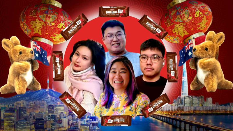 Asian traveler with packed suitcase preparing for Lunar New Year journey home to family