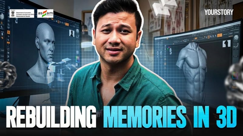 Entrepreneur working on 3D modeling technology in Assam startup office