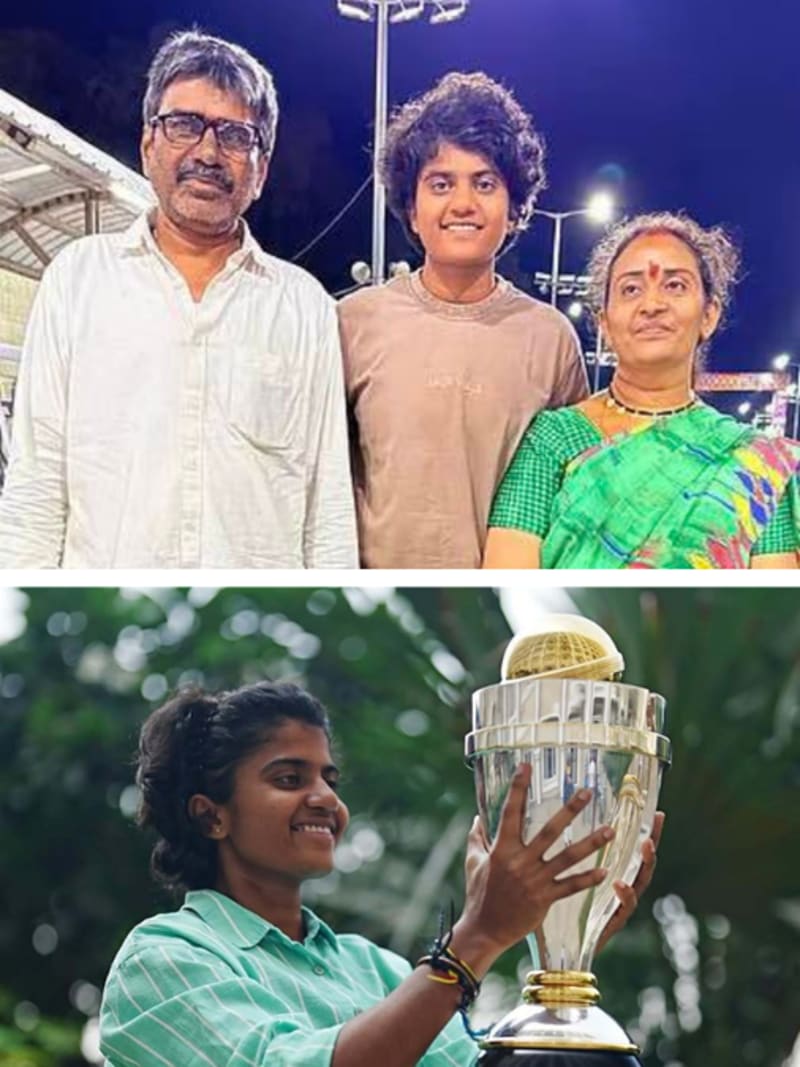 Shree Charani celebrating on cricket field in India jersey after taking wicket