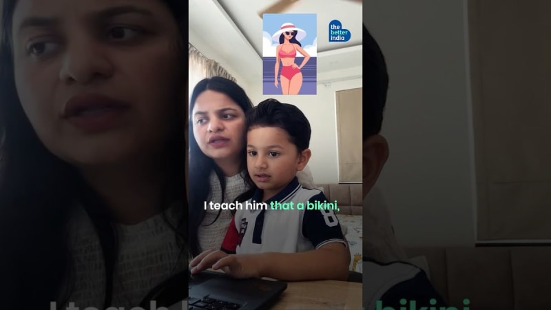 Indian mother Aanchal Gupta with young son sharing message about respectful parenting