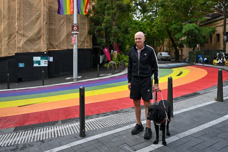 Blind Man and Guide Dog Pretzel March in Sydney Mardi Gras - Image 2