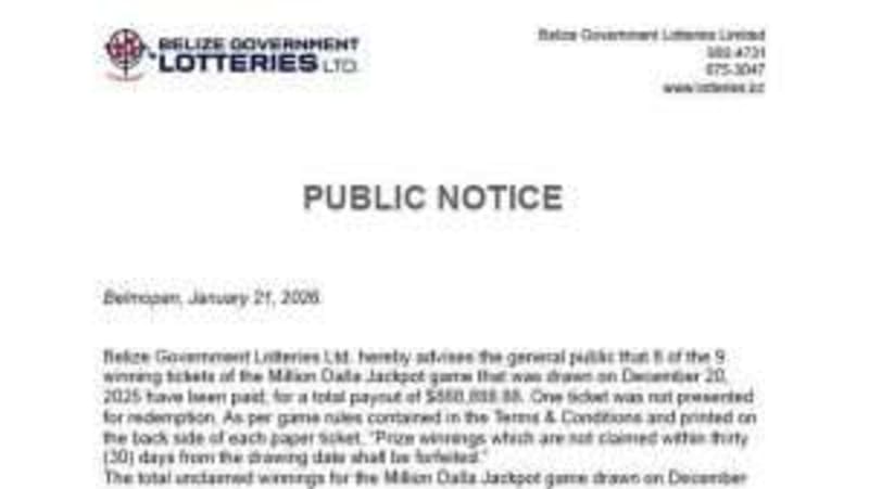 Unclaimed $111K Lottery Prize Goes to Belize Charity