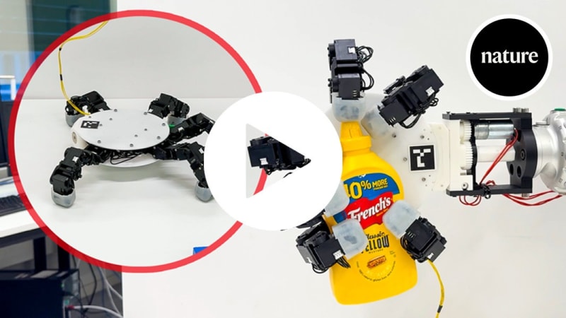 Six-fingered symmetrical robot hand crawling independently without an attached robotic arm