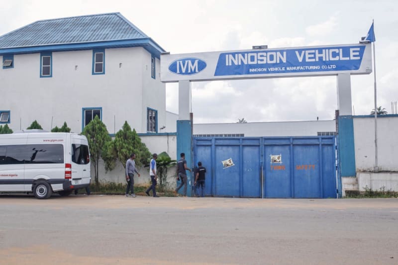 Workers assembling vehicles inside Innoson Group's modern manufacturing facility in Nnewi, Nigeria