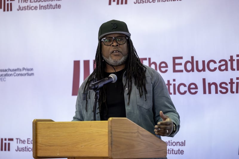 Author Shaka Senghor speaking at Massachusetts Prison Education Consortium Summit at MIT