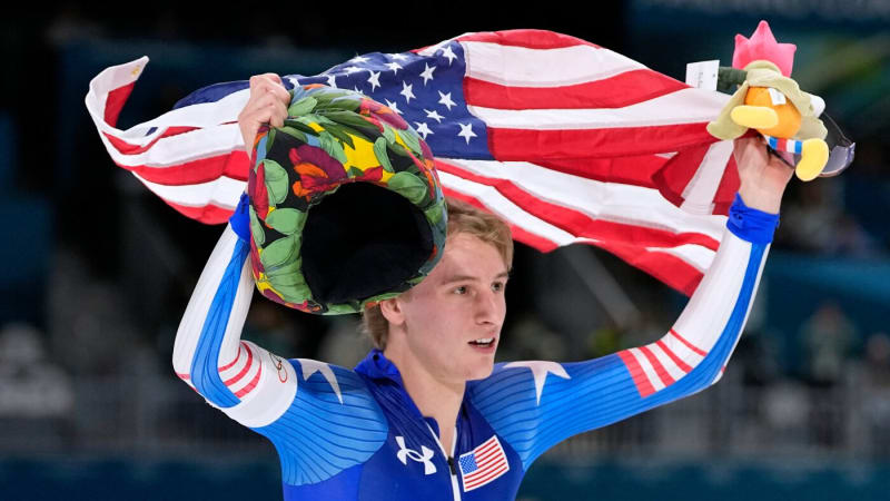 Jordan Stolz, 21, Wins First Olympic Gold in Record Time