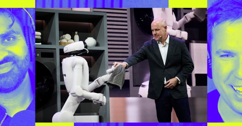 Colorful display of innovative consumer technology gadgets and robots showcased at CES 2026 trade show floor