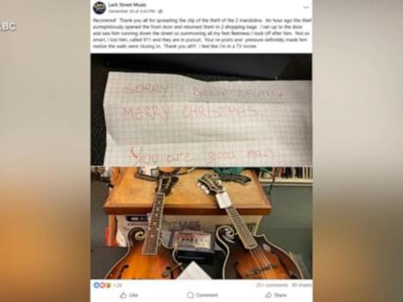 Redemption in Harmony: Stolen Mandolins Returned with Heartfelt Apology