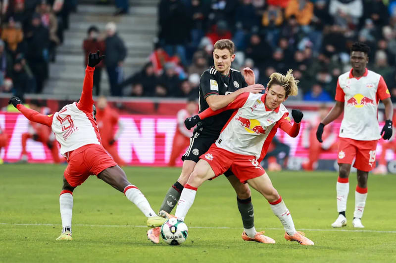 Bayern Munich defender Josip Stanišić celebrating during the team's impressive 5-0 victory over Red Bull Salzburg