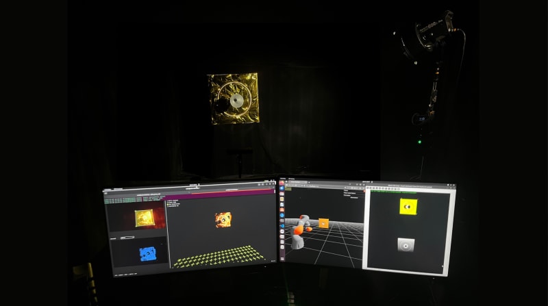 Small spacecraft approaching large satellite in Earth orbit for docking and life extension mission