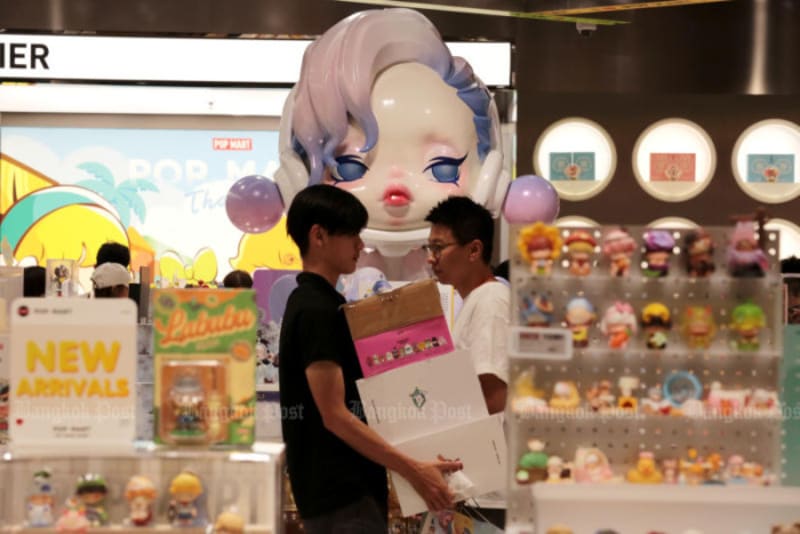 Colorful blind box mystery toys displayed on retail shelves in Singapore store