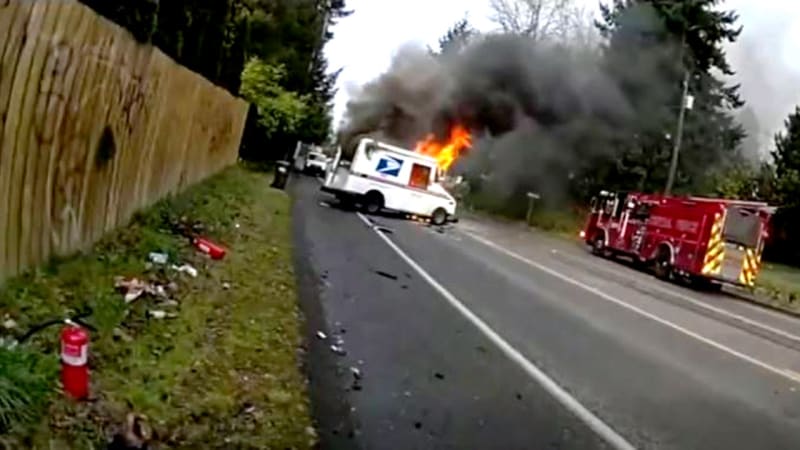 Deputy Pulls Mail Driver from Burning Truck in Washington