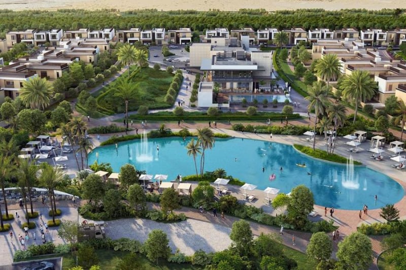 Mobile solar battery units at luxury villa construction site in Dubai, United Arab Emirates