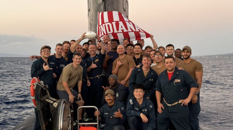 USS Indiana Crew Celebrates Historic Hoosiers Win at Sea