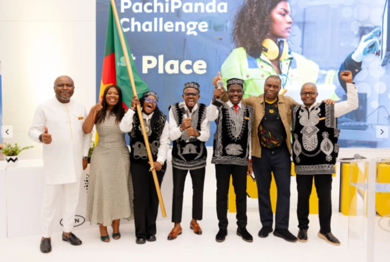 Young African entrepreneur demonstrating 3D printing filament made from recycled plastic waste for education