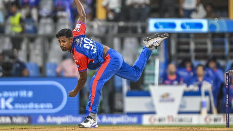 Bangladesh fast bowler Mustafizur Rahman celebrating with cricket ball in hand during international match action
