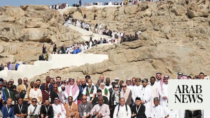 Young people from diverse Muslim countries gathering at Saudi Arabia's holy sites during cultural exchange program