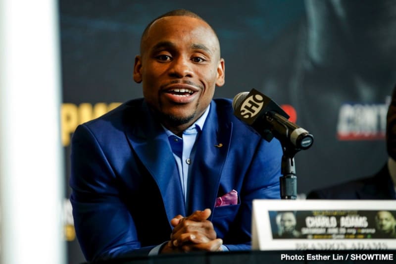 Boxers Brandon Adams and Caoimhin Agyarko in promotional split image for their April IBF final eliminator bout