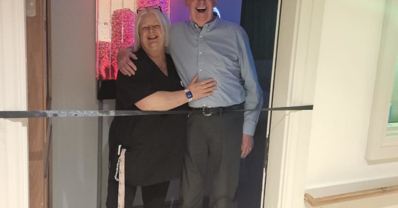 Interior of new sensory room at Hermitage House Care Home with calming therapeutic lighting and features