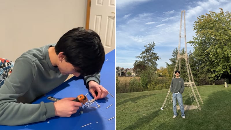 Teen Breaks Record With 17-Foot Toothpick Eiffel Tower