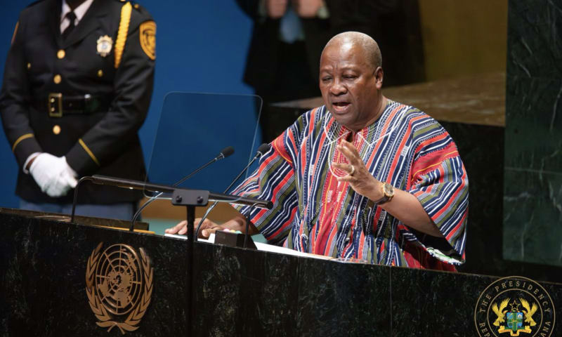 President John Dramani Mahama speaking at African Union Assembly of Heads of State