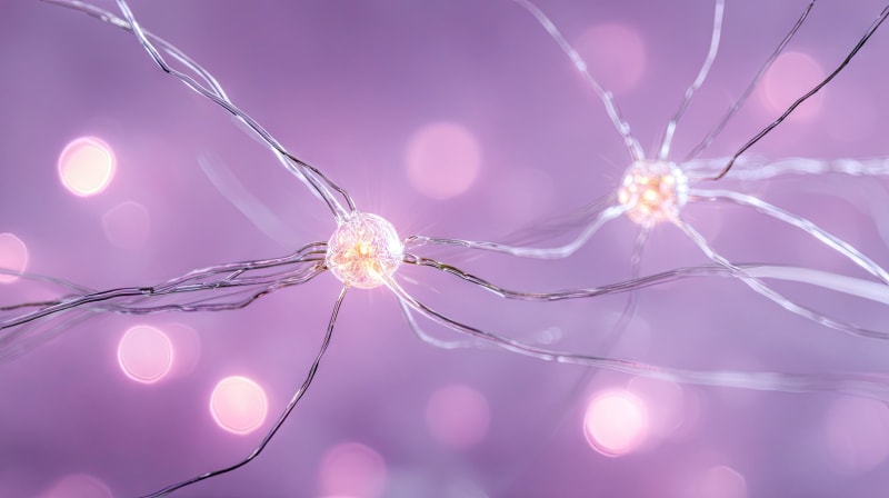 Microscopic view of lab-grown sensory neurons developed to intercept chronic pain signals
