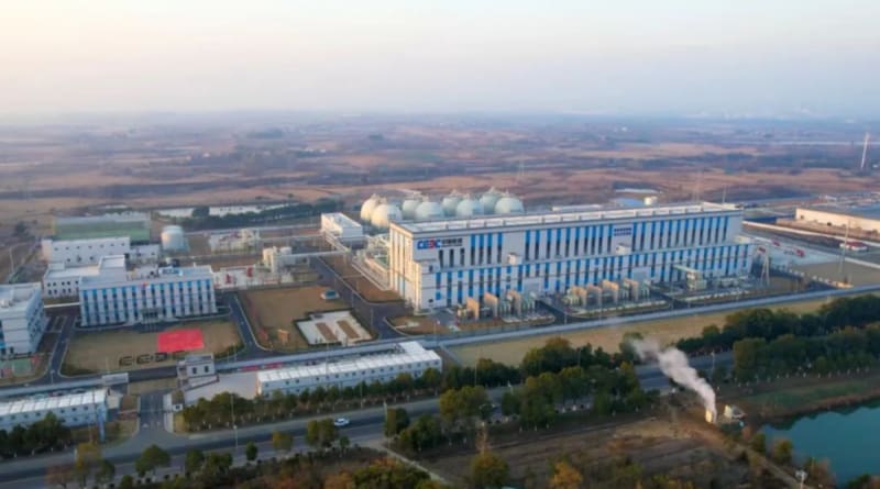 Large industrial energy storage facility with compression equipment and salt cavern storage system in China