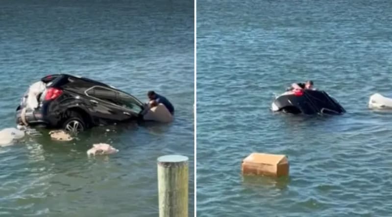 Navy rescue swimmer Jeremy Way standing near waterfront restaurant in Virginia Beach