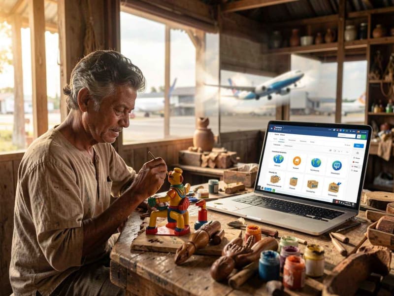 ** Traditional wooden toy artisans in Kondapalli village learning digital commerce skills at workshop