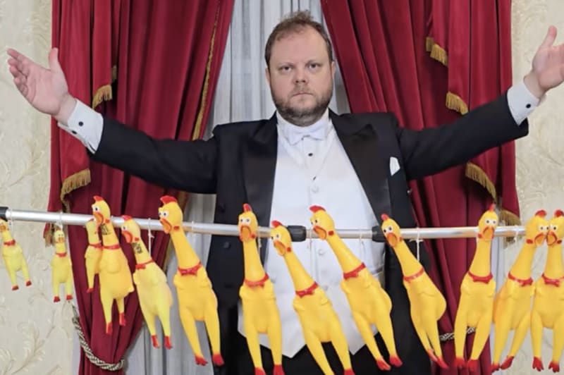 Brazilian Pianist Nails Guns N' Roses with Rubber Chickens