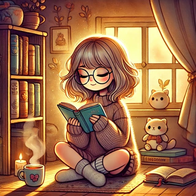Emma reads.