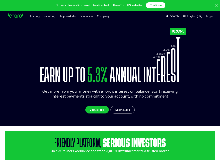 Website image for eToro