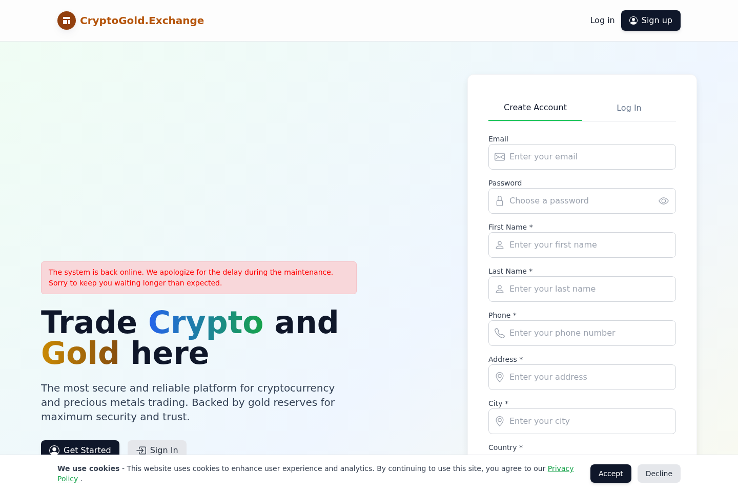 Image for CryptoGold Exchange review