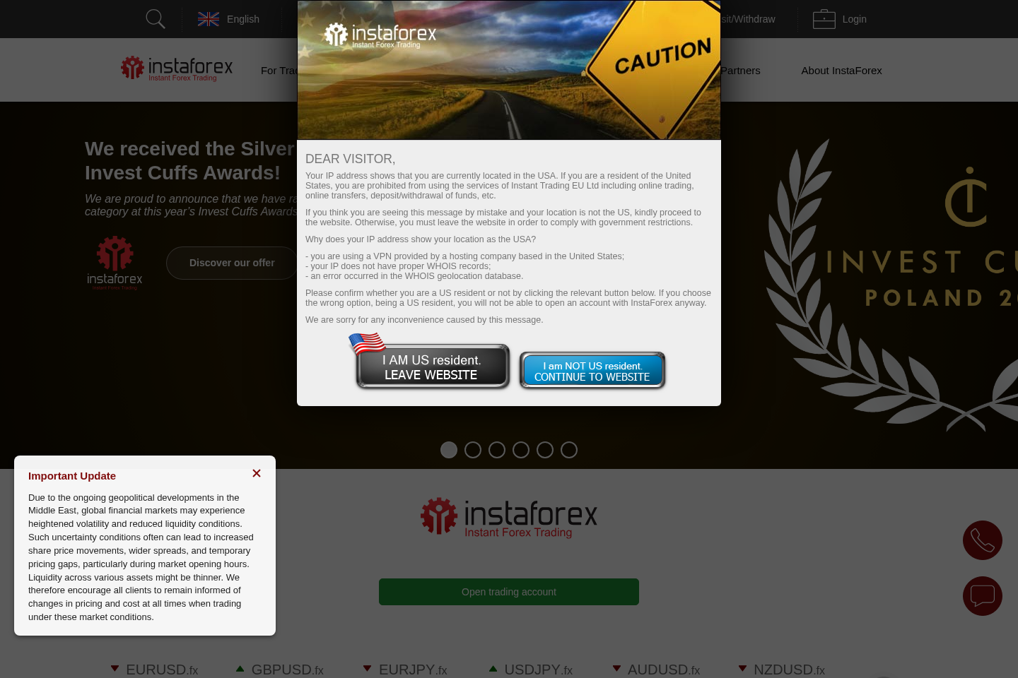 Screenshot of InstaForex