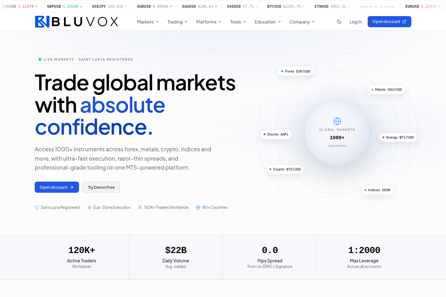 Screenshot of Bluvox Markets