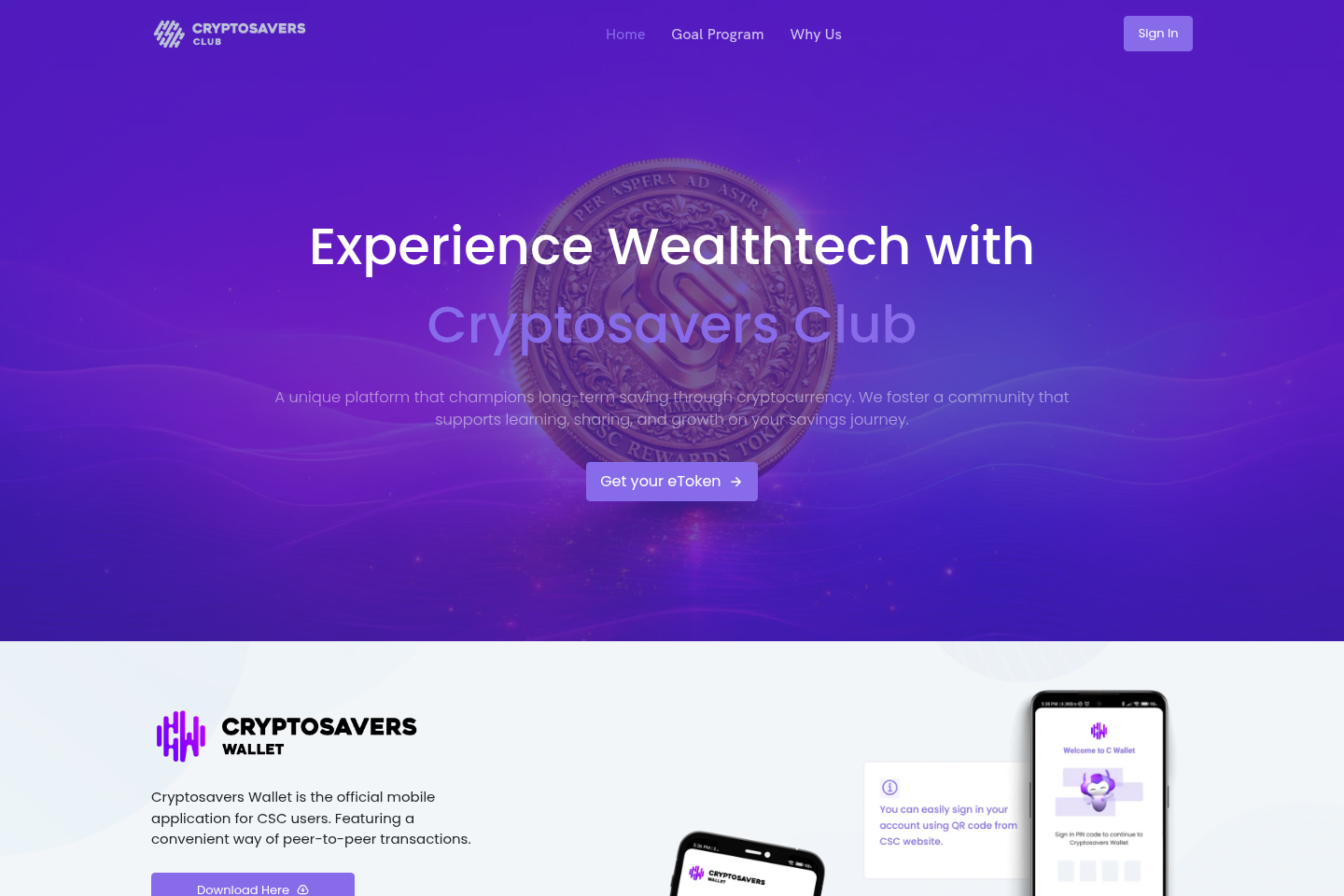 Screenshot of Cryptosavers Club